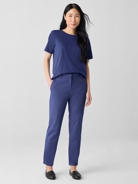 NWT EILEEN FISHER • Stretch Cotton Twill Tapered Trouser Pant
